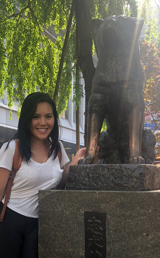 Anna Diaz Best in Class Dogs Founder visited Hachiko Statue in Shibuya, Tokyo, Japan 